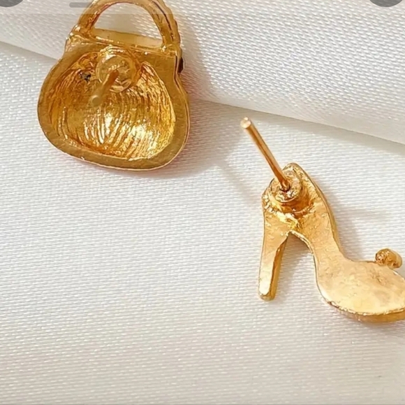 Purse And Heels 14K Plated Shiny Alloy Rhinestone Earrings - Picture 5 of 6